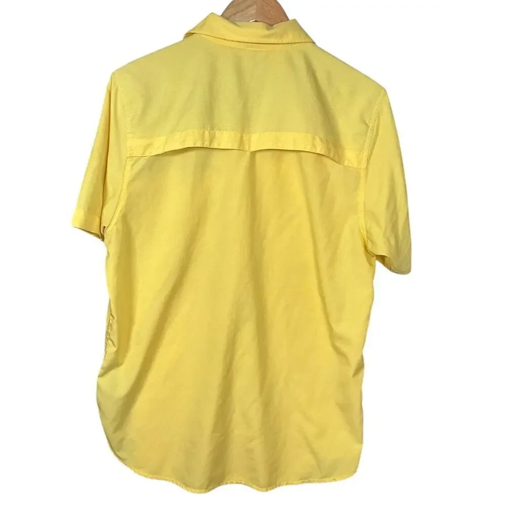The North Face Yellow Ripstop Fishing Travel Short Sleeve Mens Shirt Size Medium